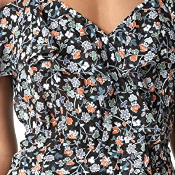 Veronica Beard Marylin Cold Shoulder Floral Silk Wrap Dress Sz 2 NEW - Picture 5 of 8